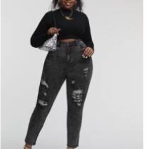 SHEIN Black Skinny Jeans Distressed Edgy Style